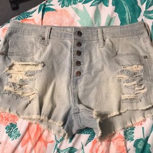 High Rise Mossimo Shorts Ripped Denim Aesthetic